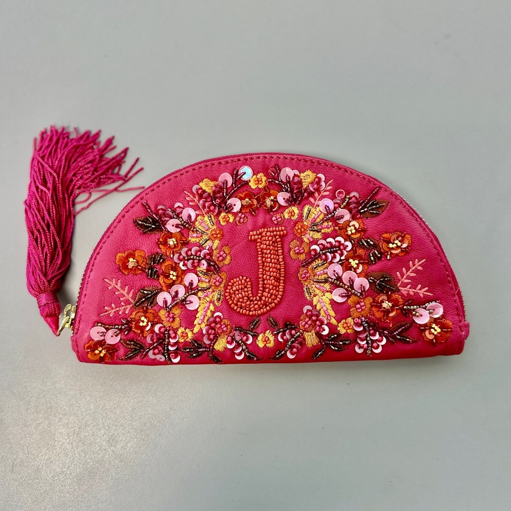 EUC Anthropologie Anna Harlow Russo "J" Initial Clutch